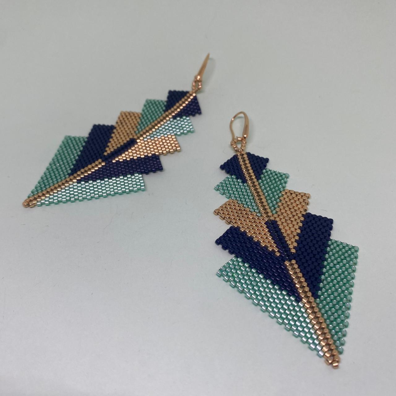 Aretes Capella Verde Agua y Azul Marino