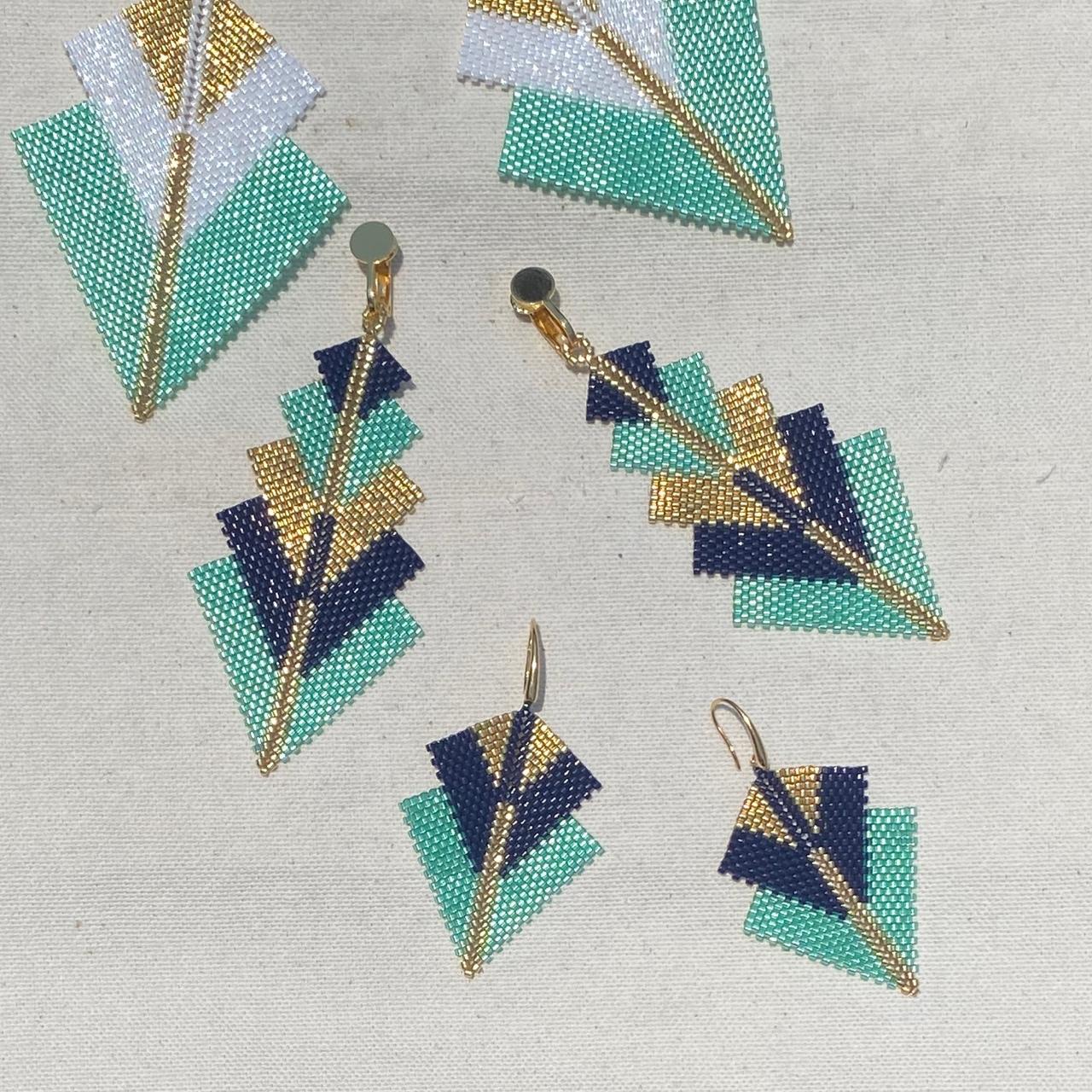 Aretes Capella Verde Agua y Azul Marino