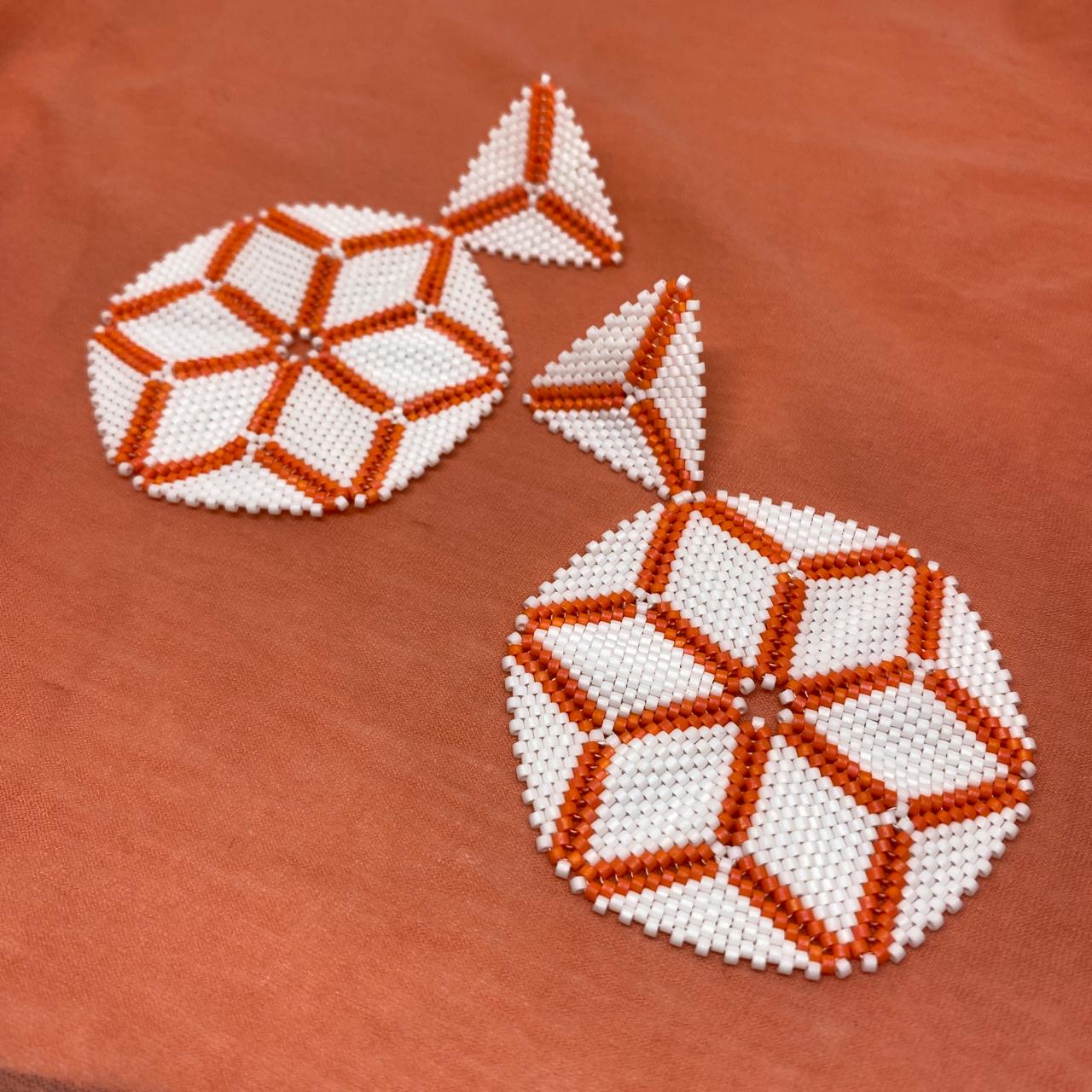 Aretes Altair III Blanco y Rosa Coral