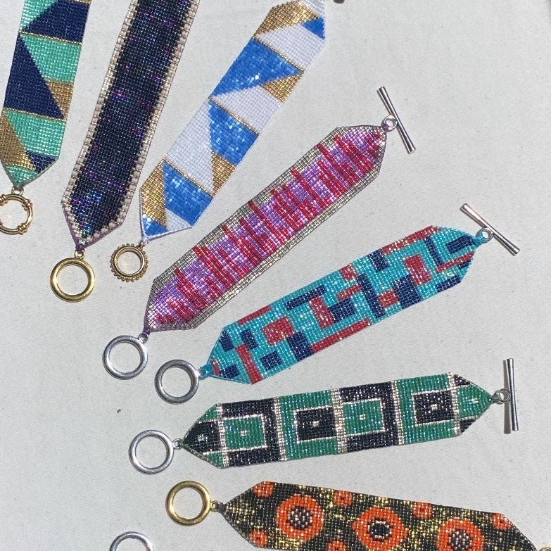 Pulsera Líneas Rojo y Morado