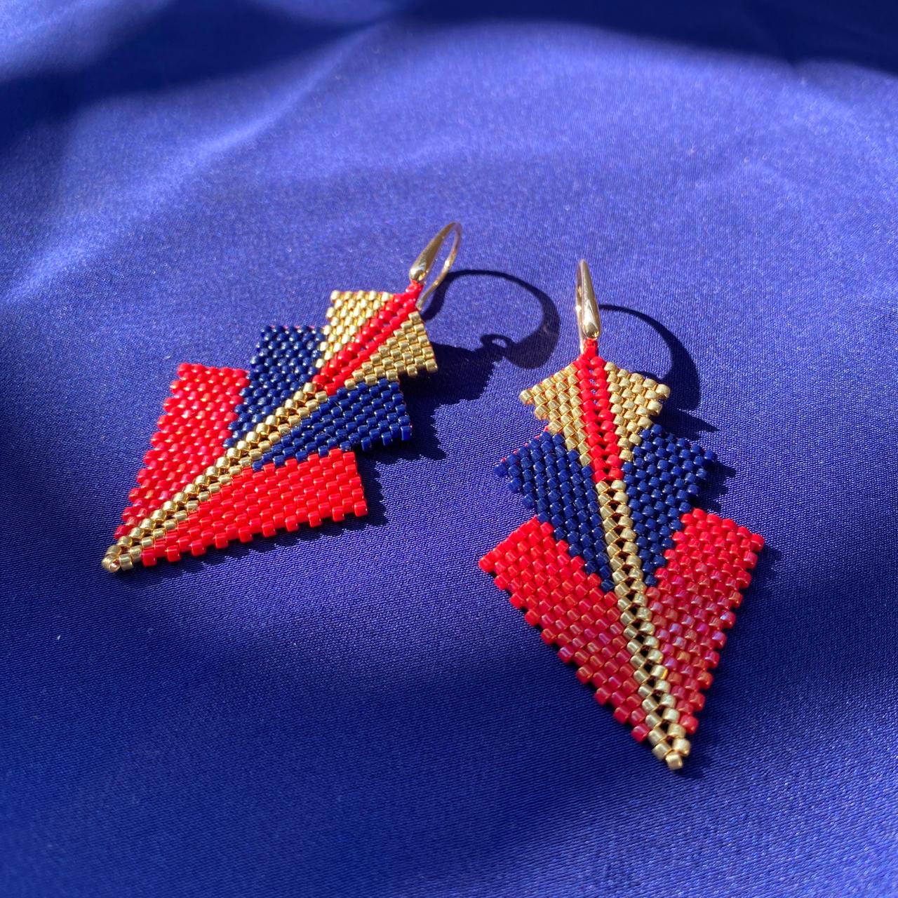 Conjunto Aretes Mini Rigel y Pulsera Art Déco Rojo