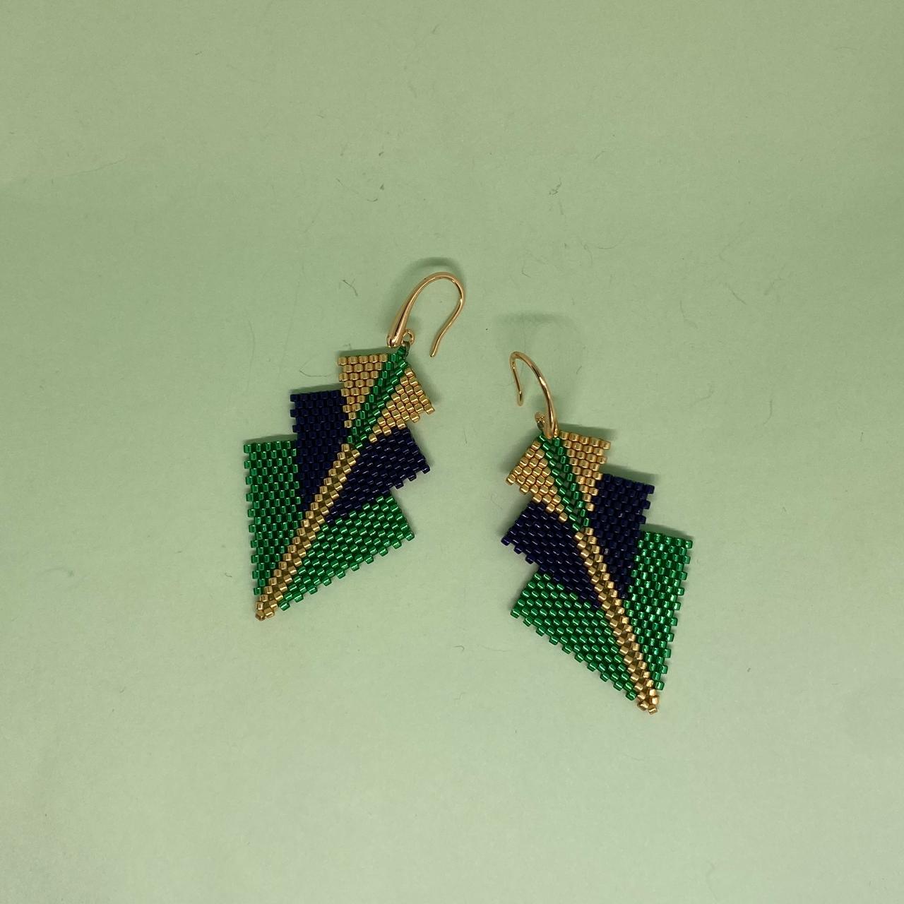 Aretes Mini Rigel Verde Limón y Azul Marino