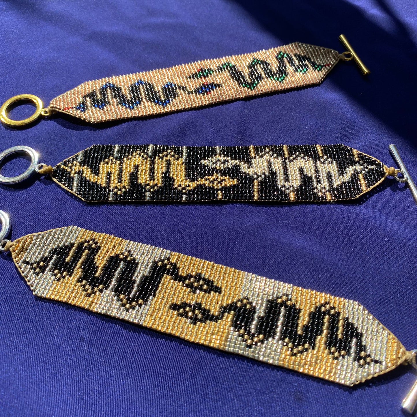 Pulsera Serpiente Dorado, Verde y Azul