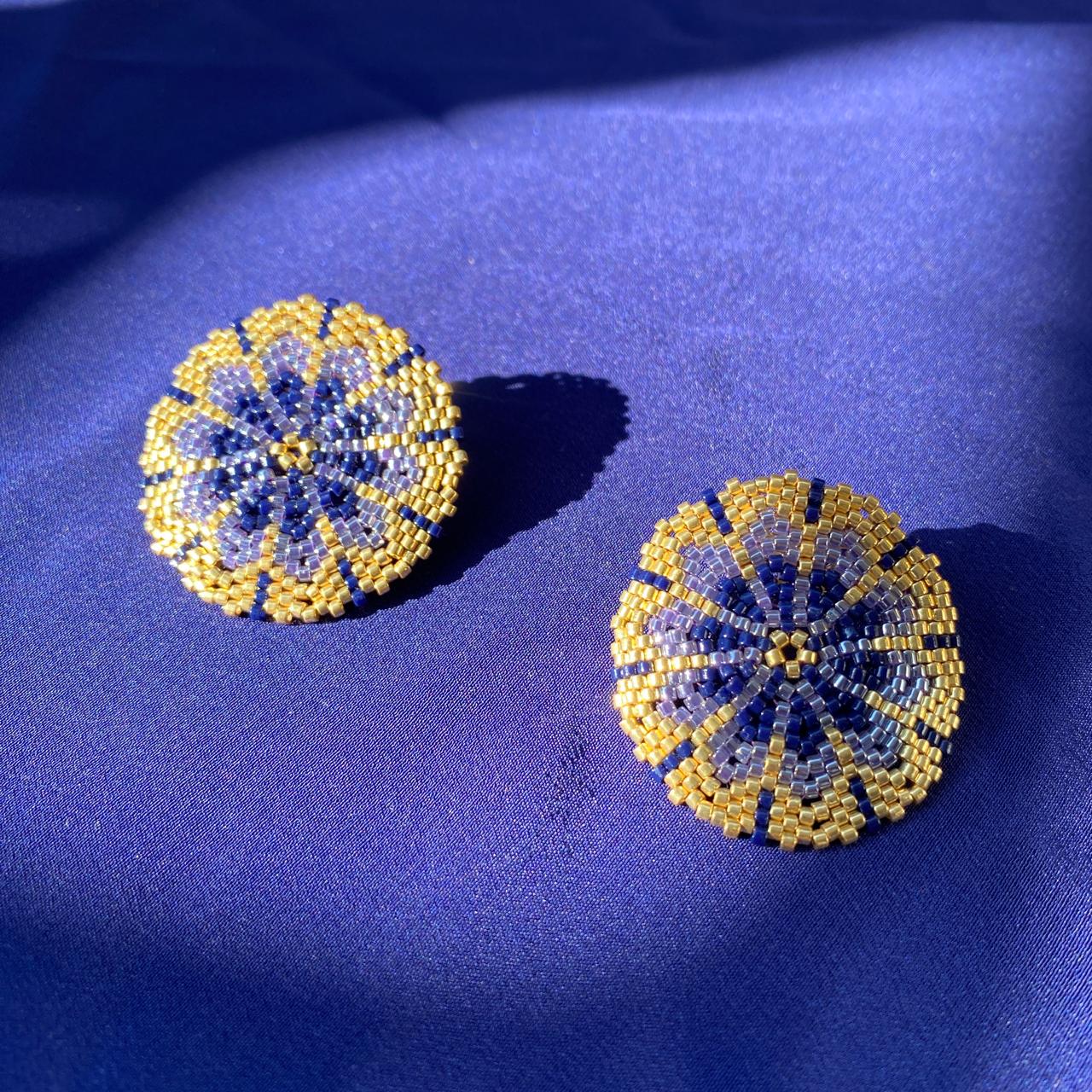 Aretes Juno Morado y Azul Marino