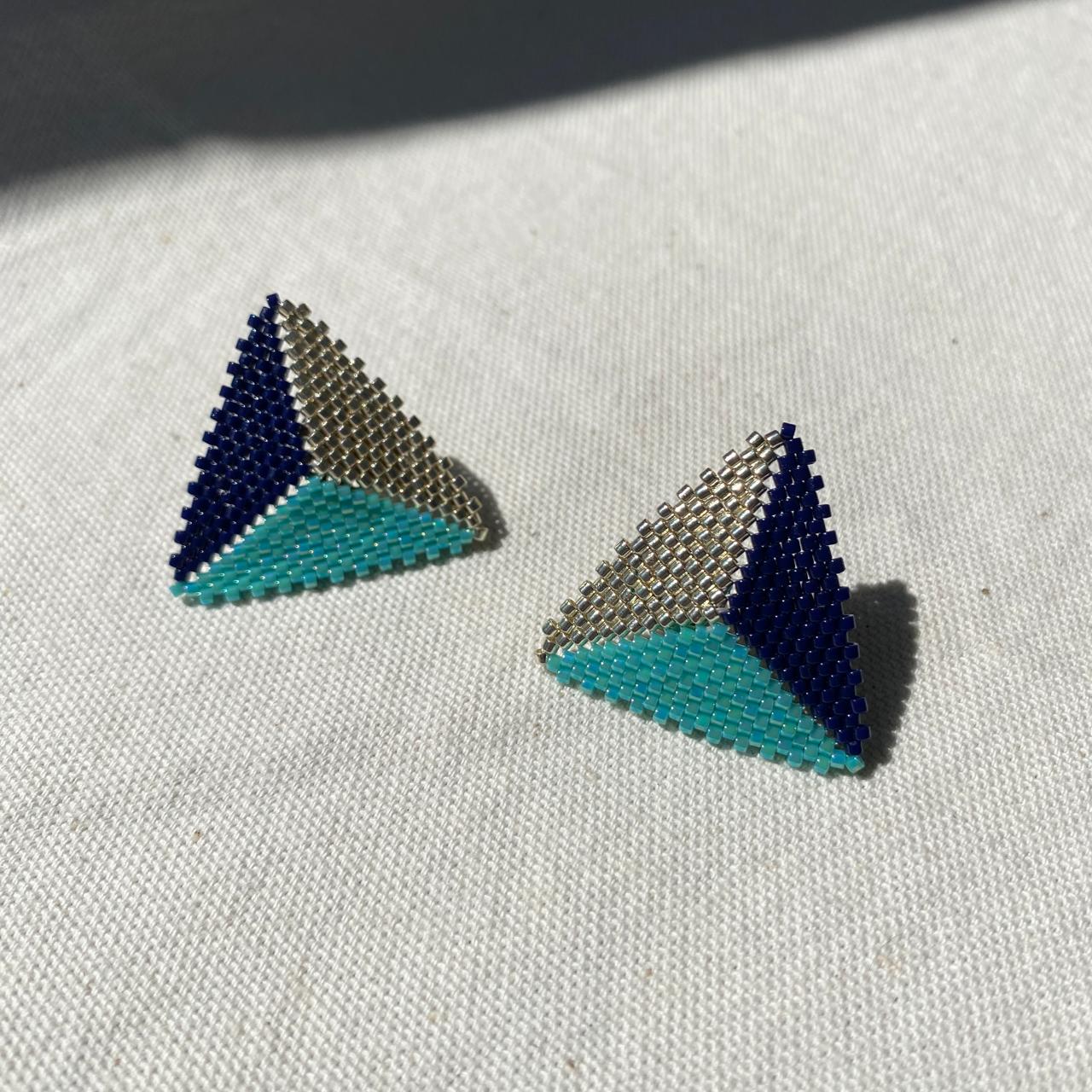 Aretes Triángulos Azul Turquesa y Azul Marino