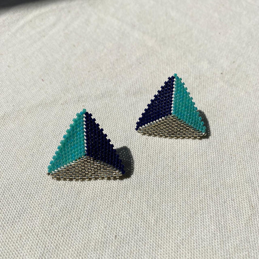 Aretes Triángulos Azul Turquesa y Azul Marino