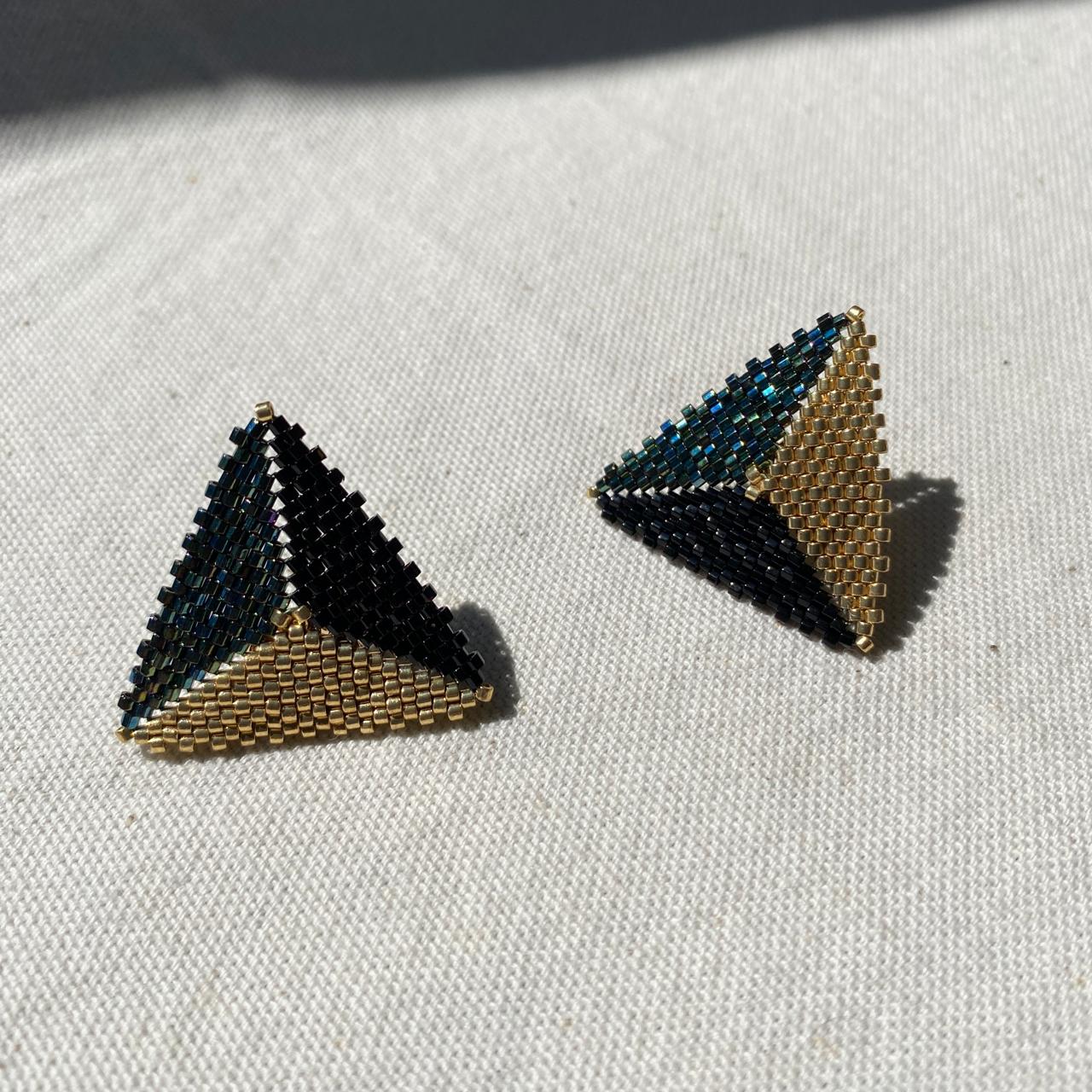 Aretes Triángulos Verde y Negro