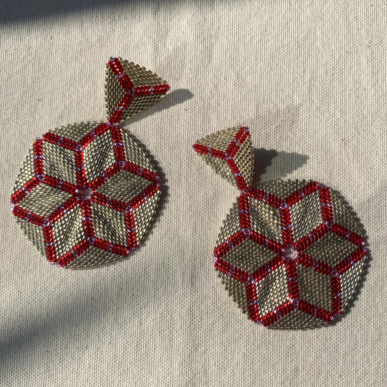Aretes Altair III Plateado y Rojo