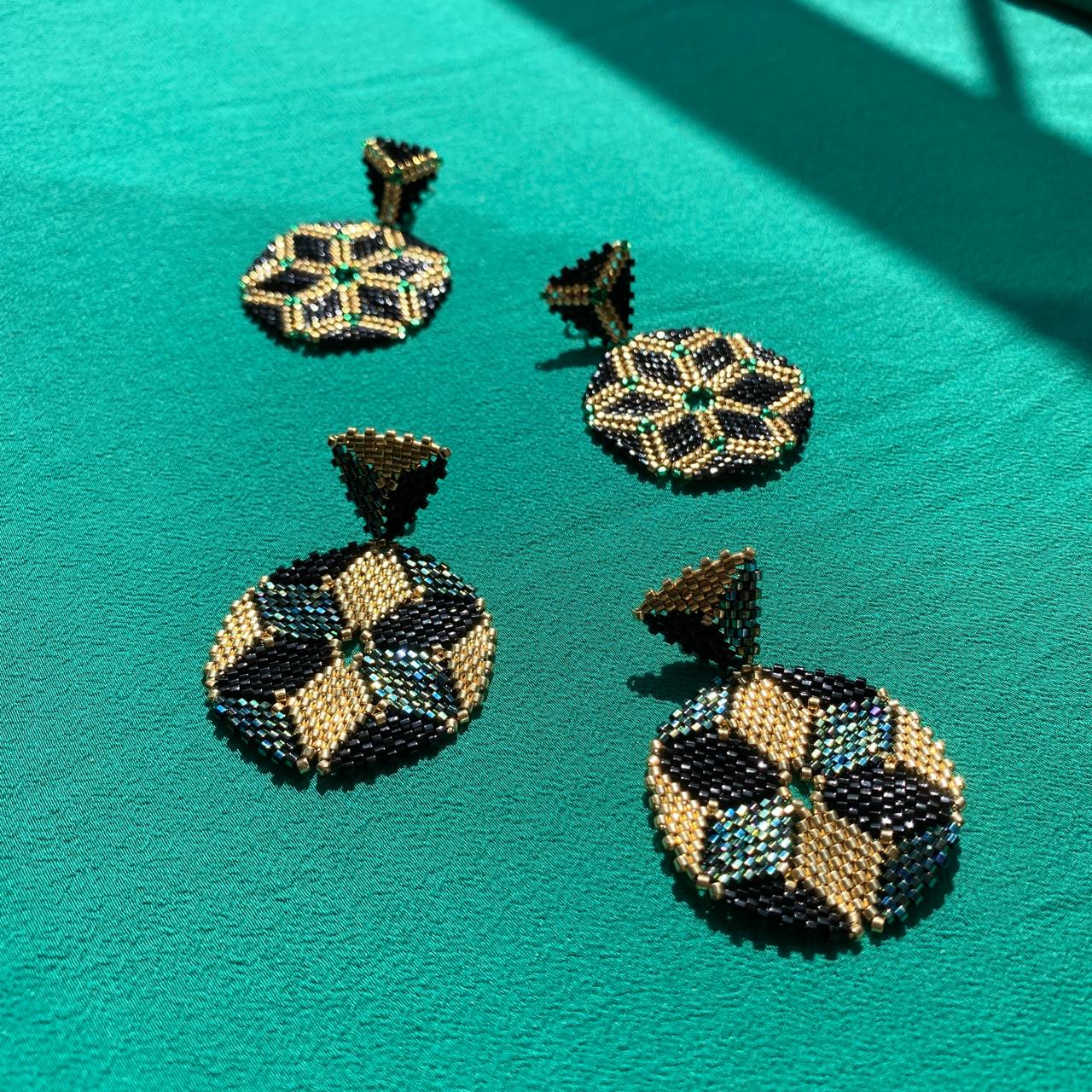 Aretes Altair I Negro y Verde Agua