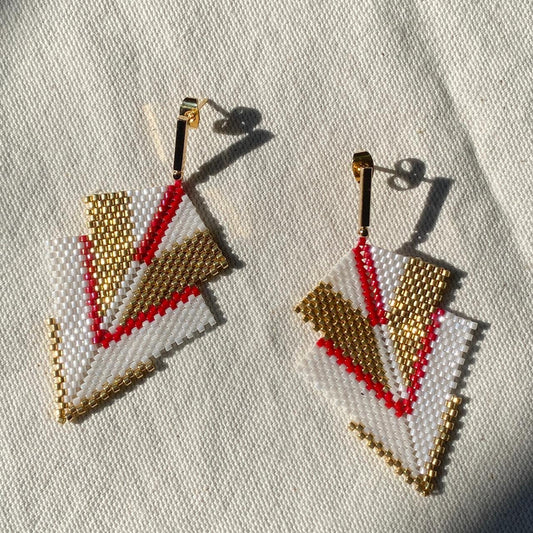 Aretes Centauri Blanco y Rojo
