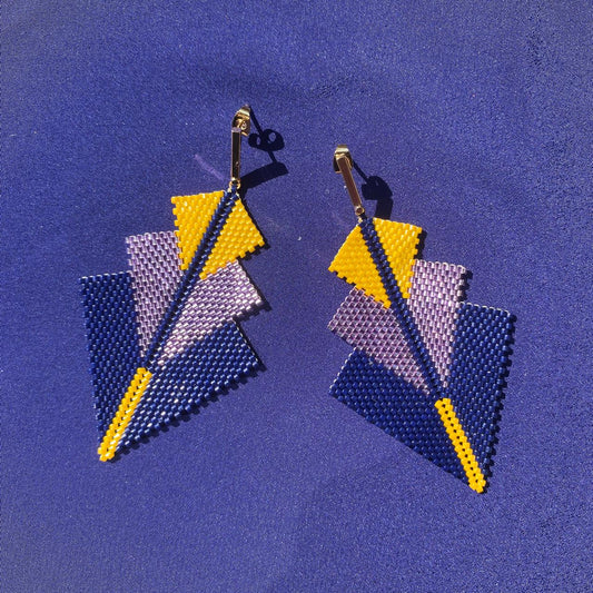 Aretes Danika Azul Marino y Amarillo