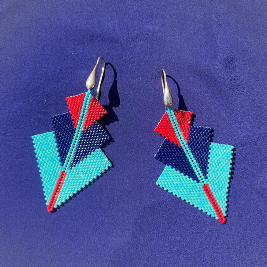 Aretes Danika Turquesa, Azul Marino y Rojo