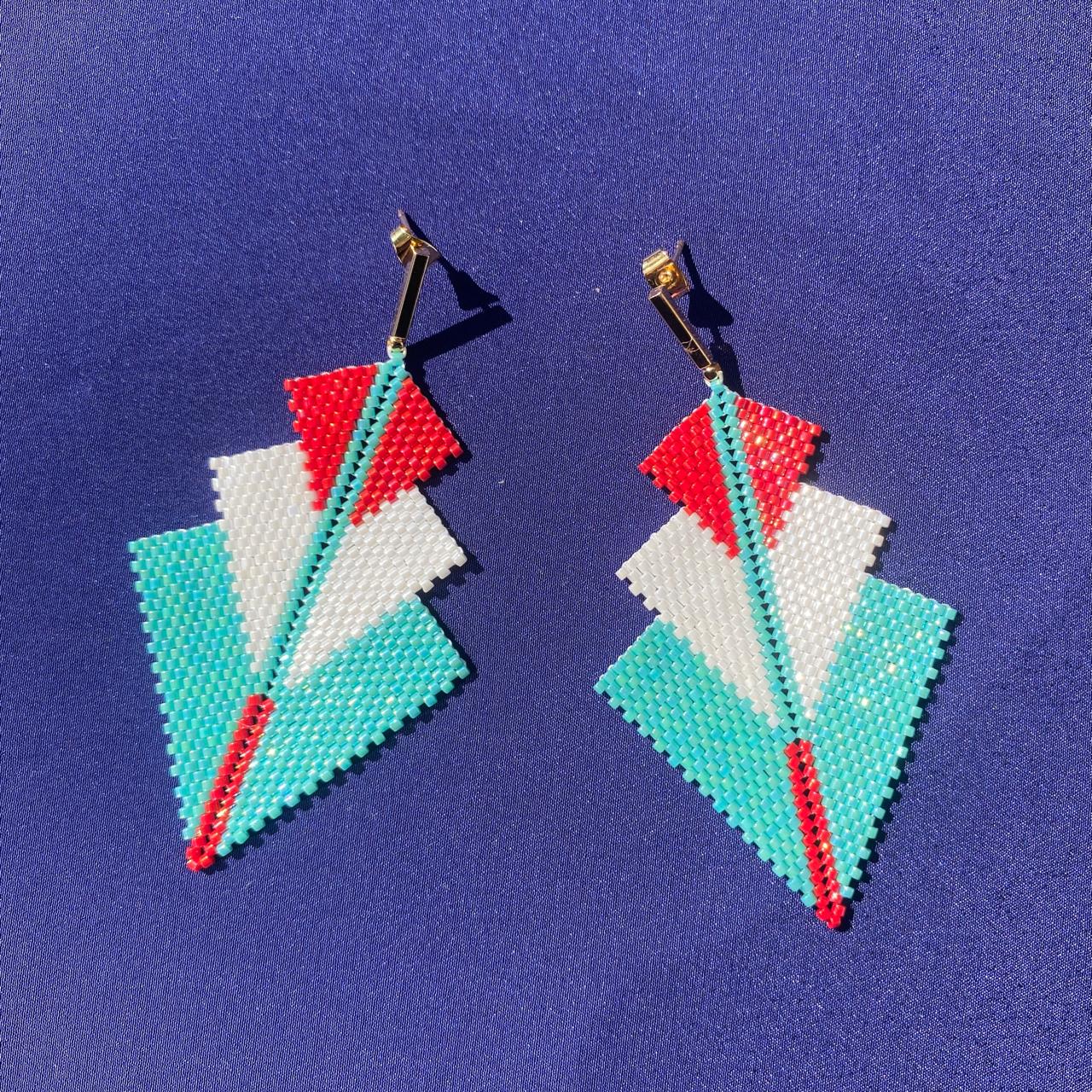 Aretes Danika Turquesa, Blanco y Rojo