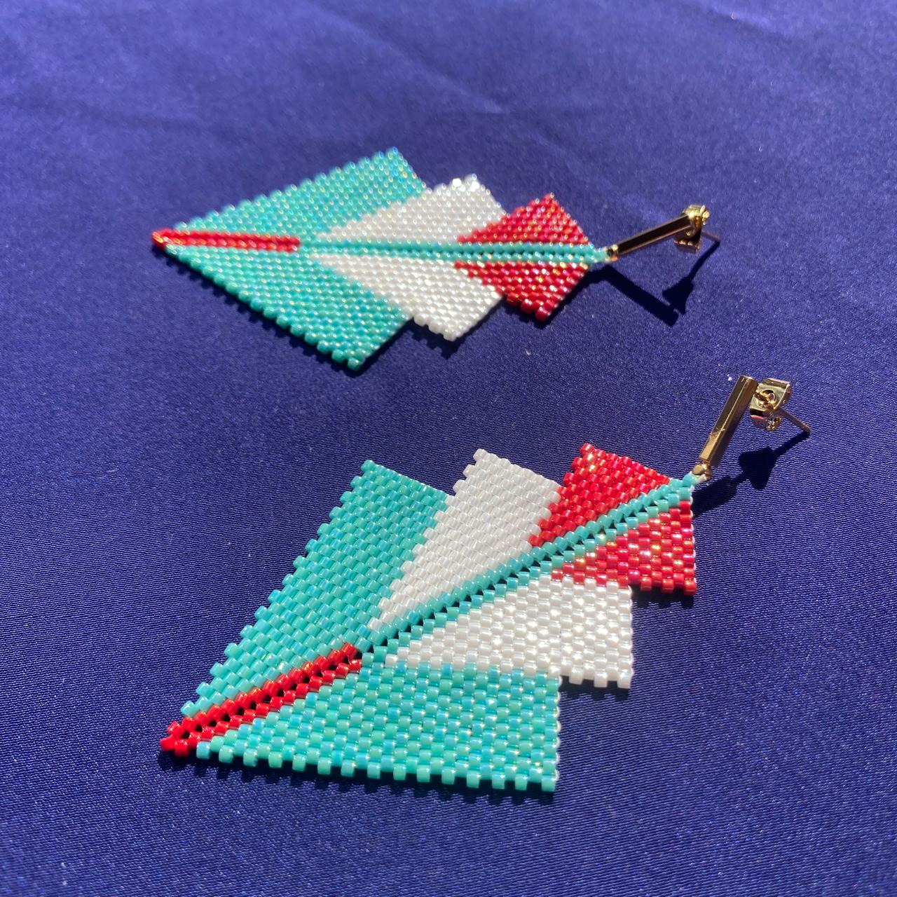 Aretes Danika Turquesa, Blanco y Rojo