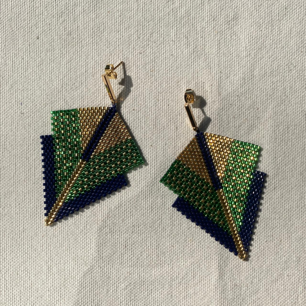 Aretes Canopo Verde Limón y Azul Marino