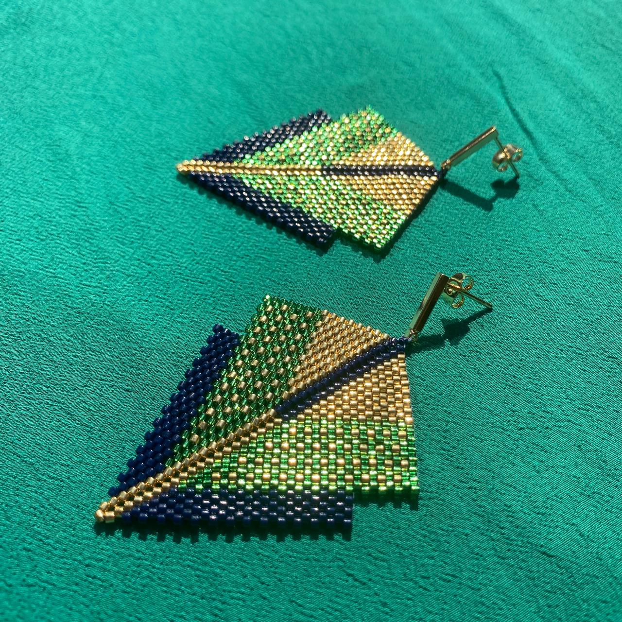 Aretes Canopo Verde Limón y Azul Marino