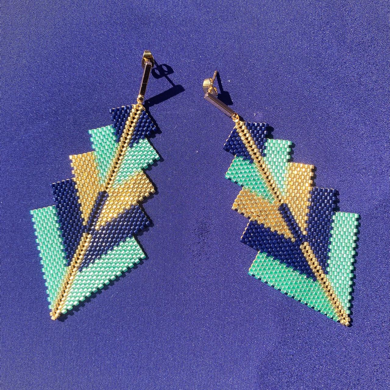 Aretes Capella Verde Agua y Azul Marino