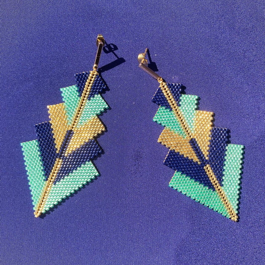 Aretes Capella Verde Agua y Azul Marino