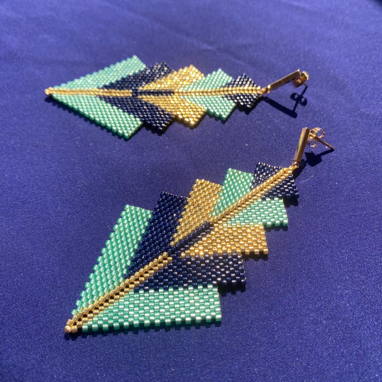 Aretes Capella Verde Agua y Azul Marino