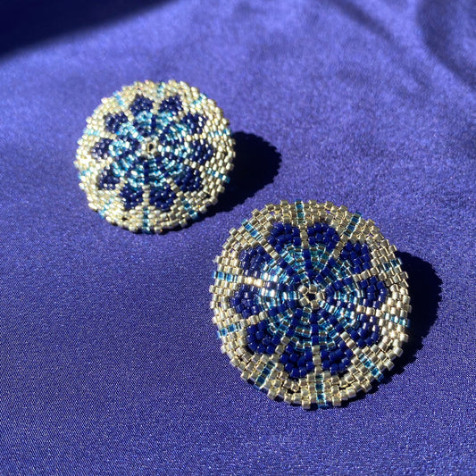 Aretes Juno Azul Marino, Azul Claro y Plateado
