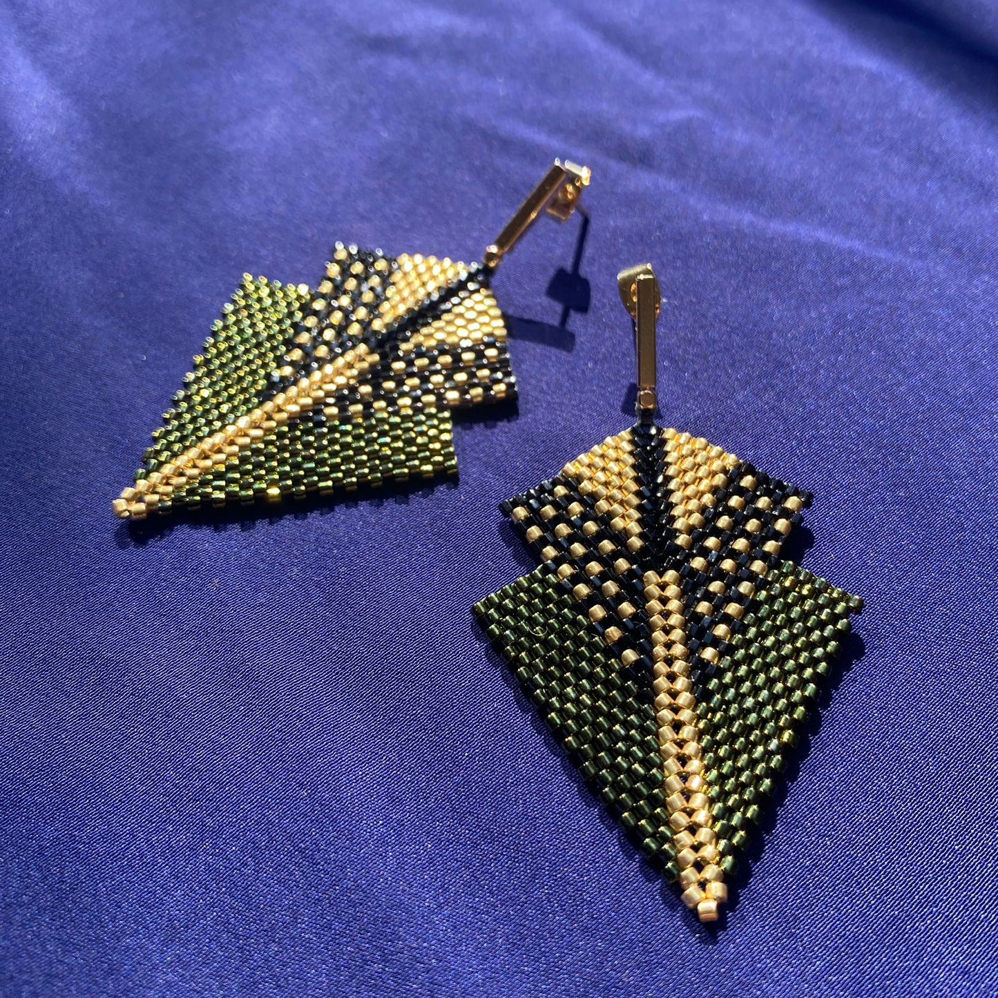 Aretes Centauri Verde y Dorado