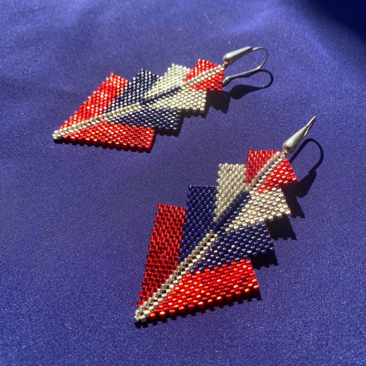 Aretes Rigel Rojo, Azul Marino y Plateado