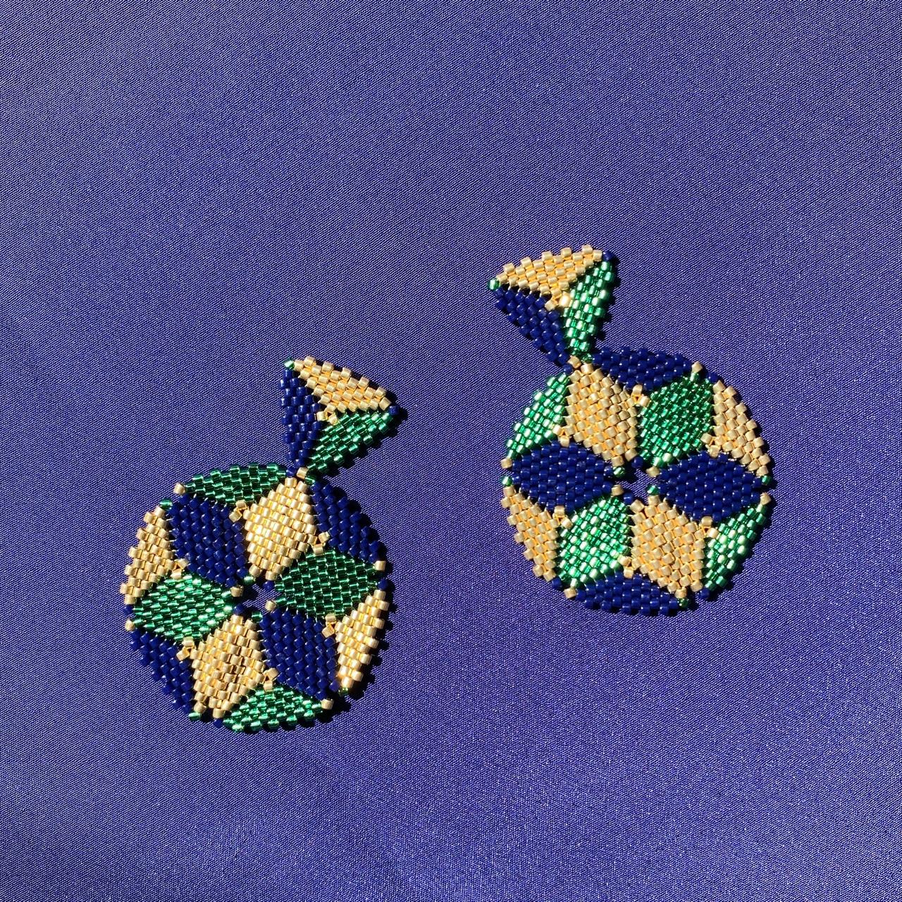 Aretes Altair I Azul Marino, Verde Limón y Dorado