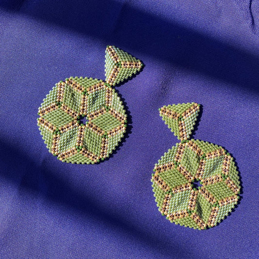 Aretes Altair II Verde Claro, Dorado y Cobre