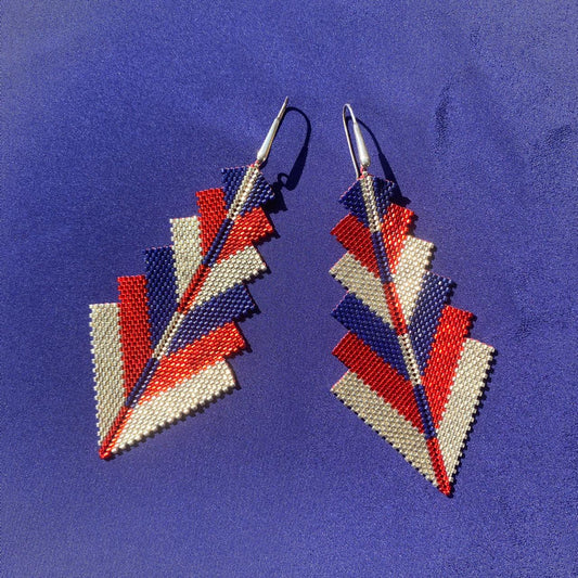 Aretes Prabhas Rojo y Azul Marino