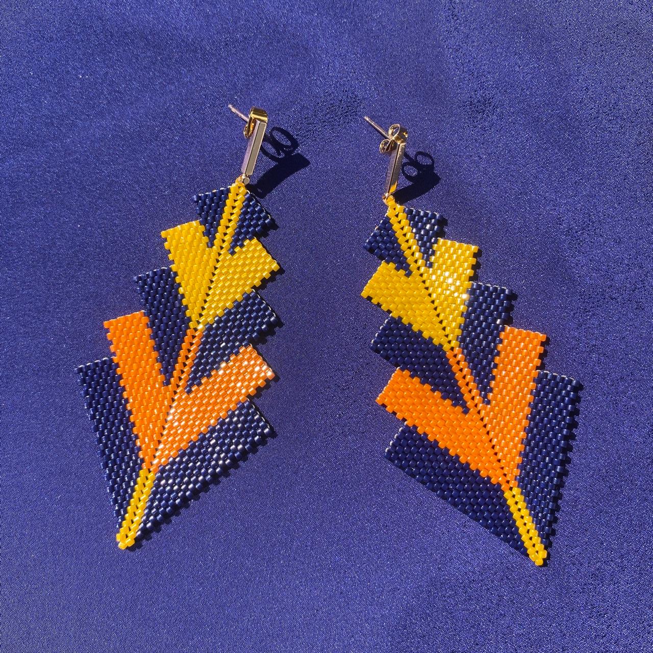 Aretes Capella Azul Marino y Naranja