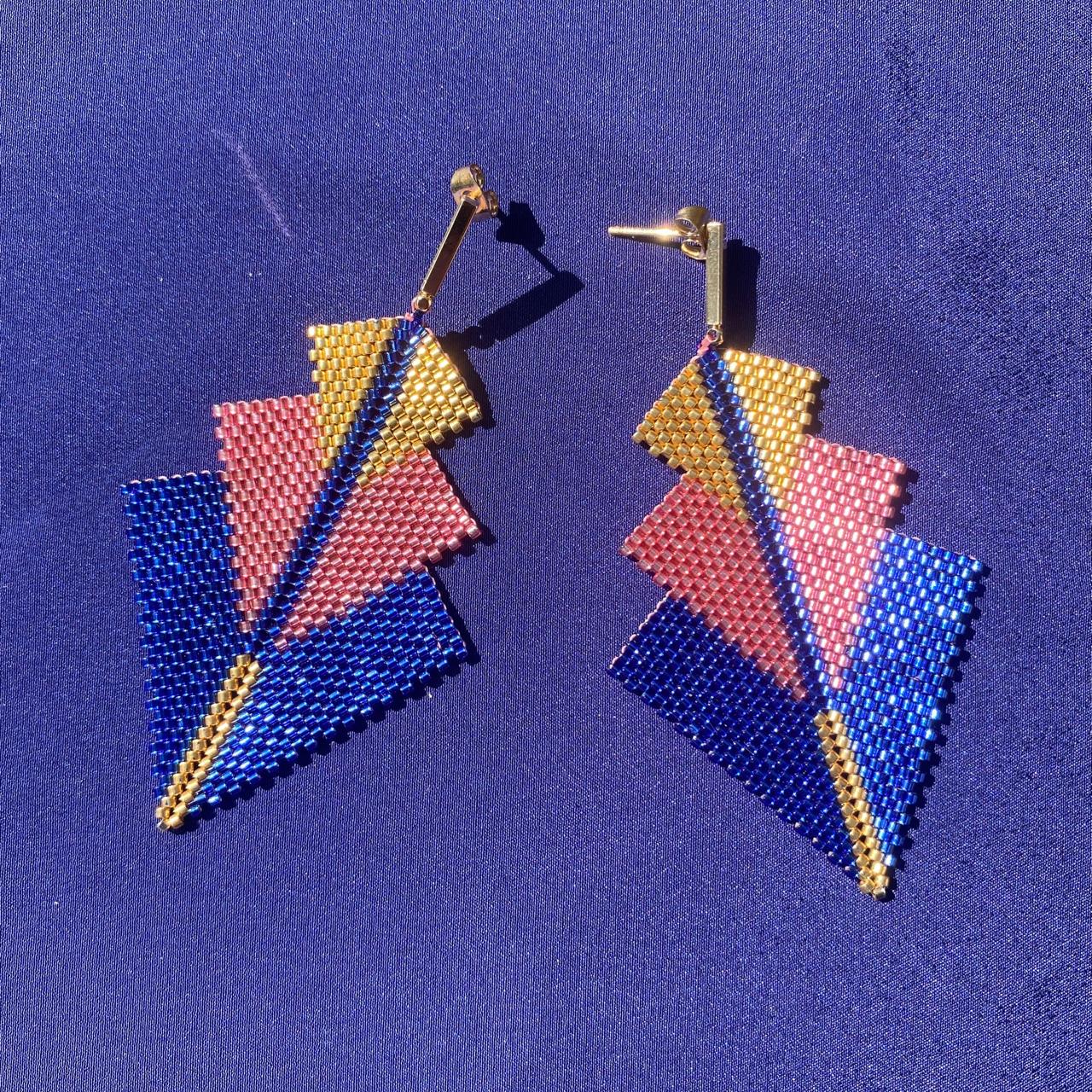 Aretes Danika Azul y Rosa
