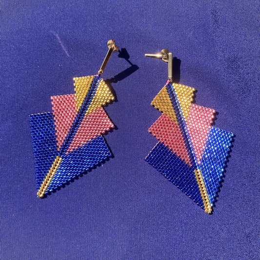 Aretes Danika Azul y Rosa