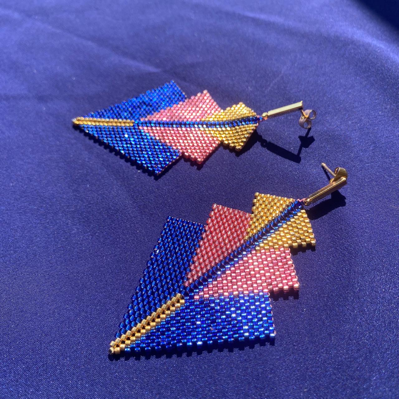 Aretes Danika Azul y Rosa