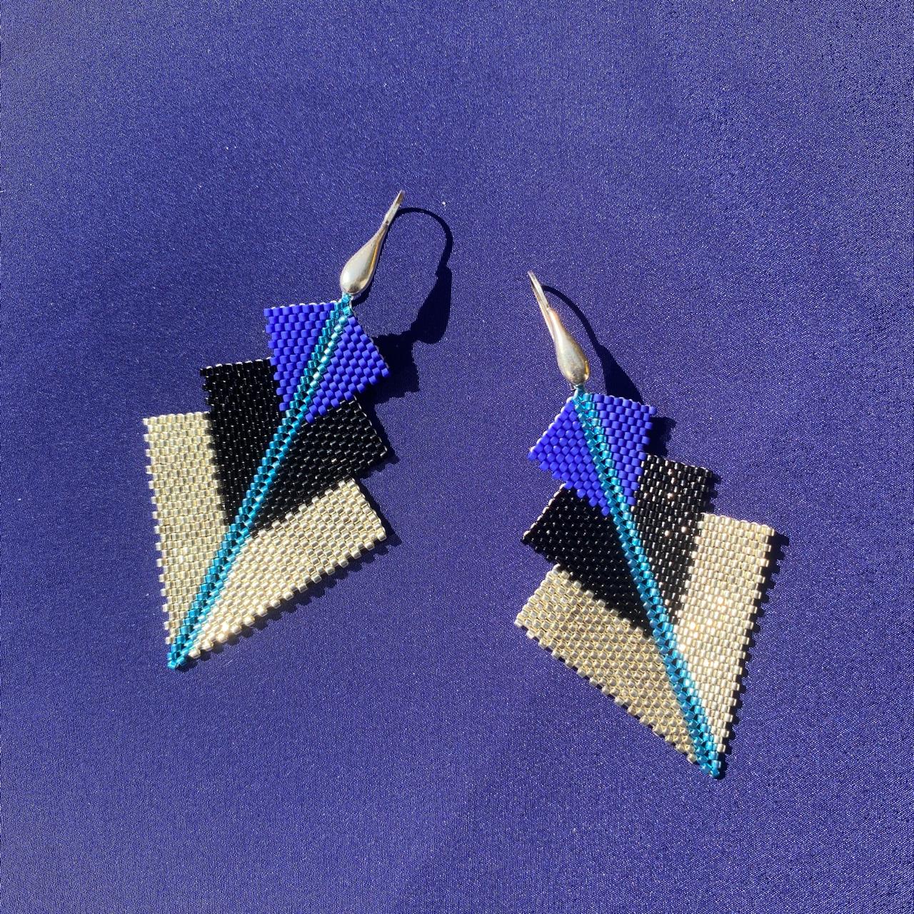 Aretes Danika Plata, Azul y Negro