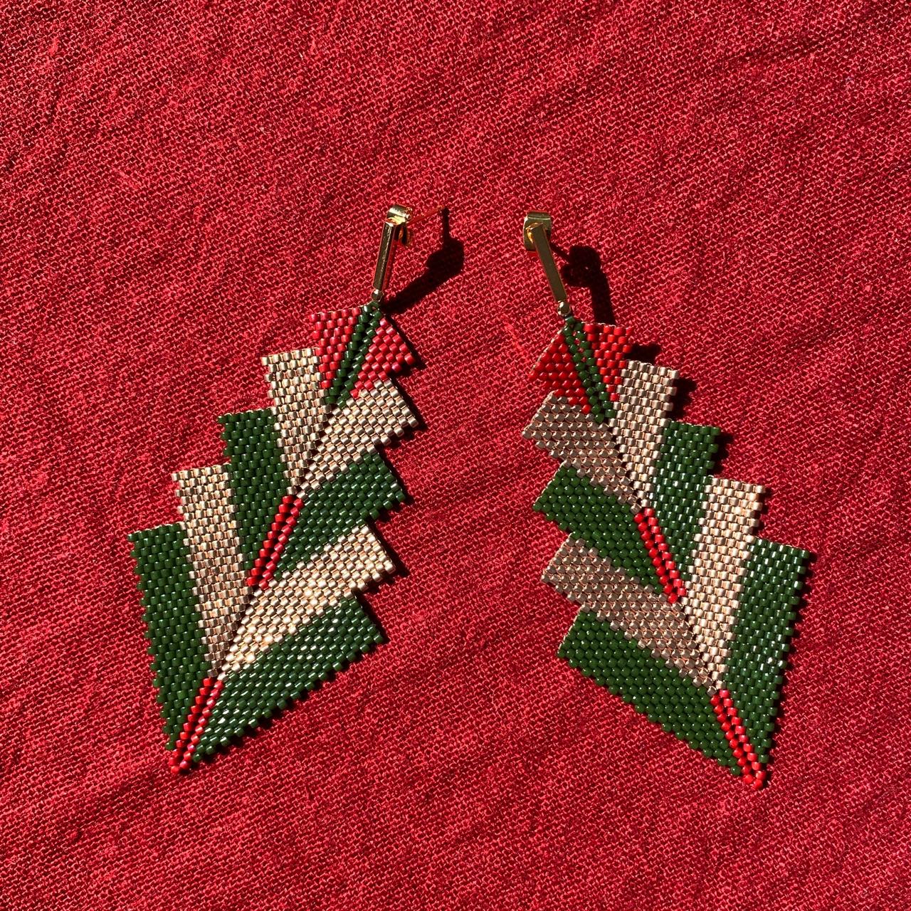 Aretes Capella Verde Olivo y Rojo