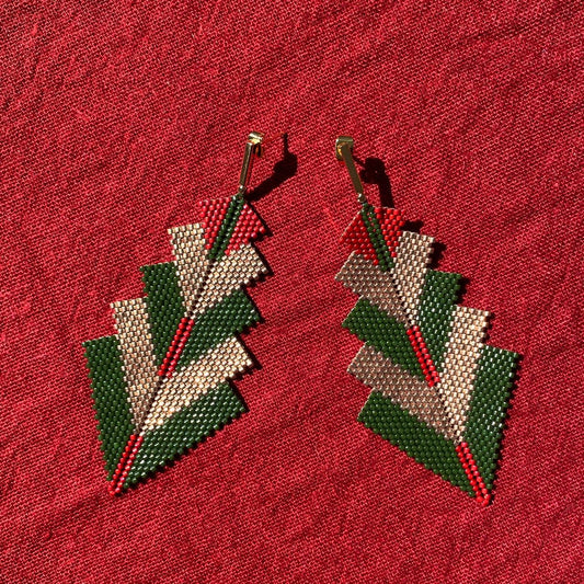 Aretes Capella Verde Olivo y Rojo