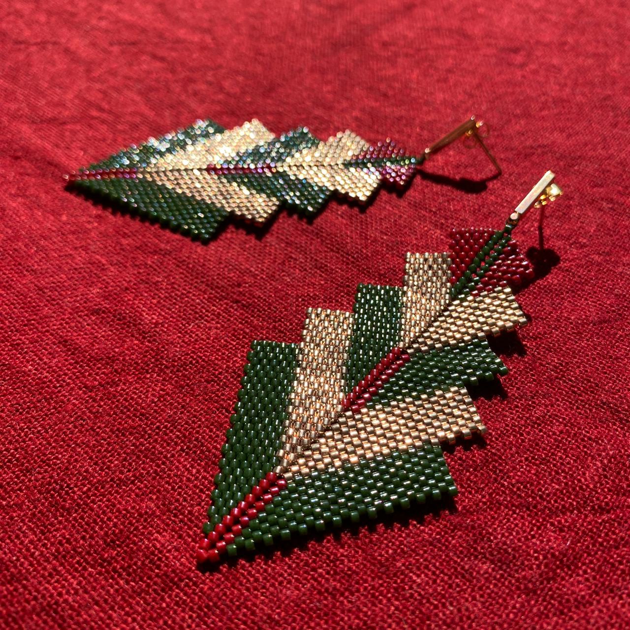 Aretes Capella Verde Olivo y Rojo
