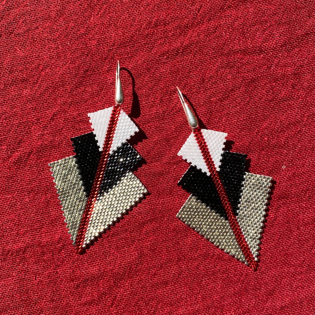 Aretes Danika Rojo y Plateado
