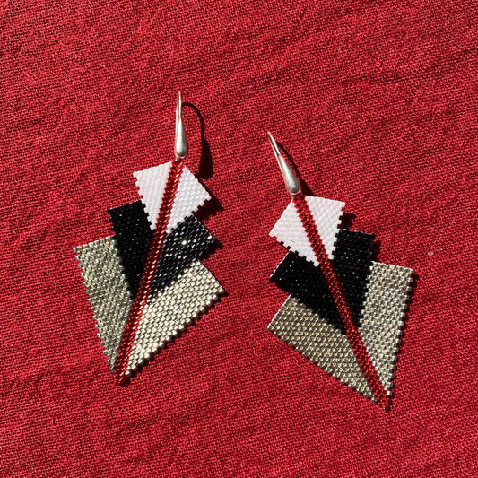 Aretes Danika Rojo y Plateado