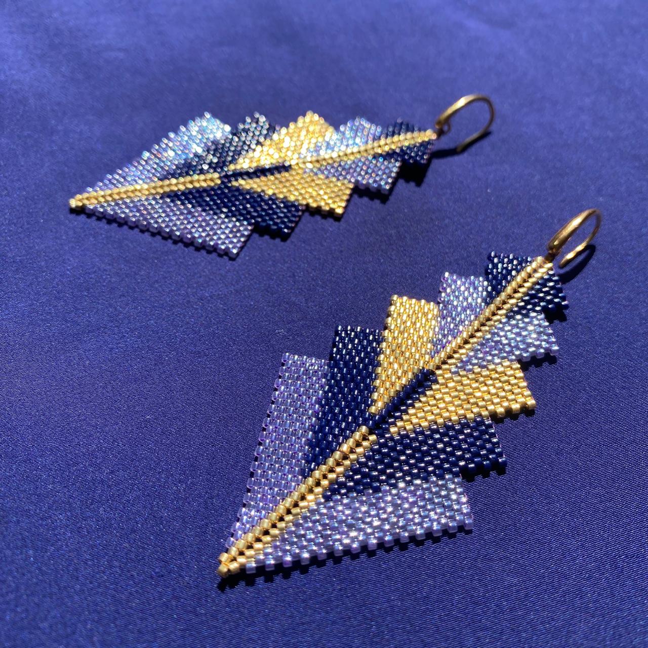 Aretes Capella Morado y Azul Marino