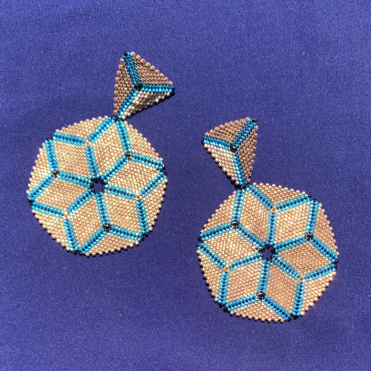 Aretes Altair III Azul Eléctrico y Dorado