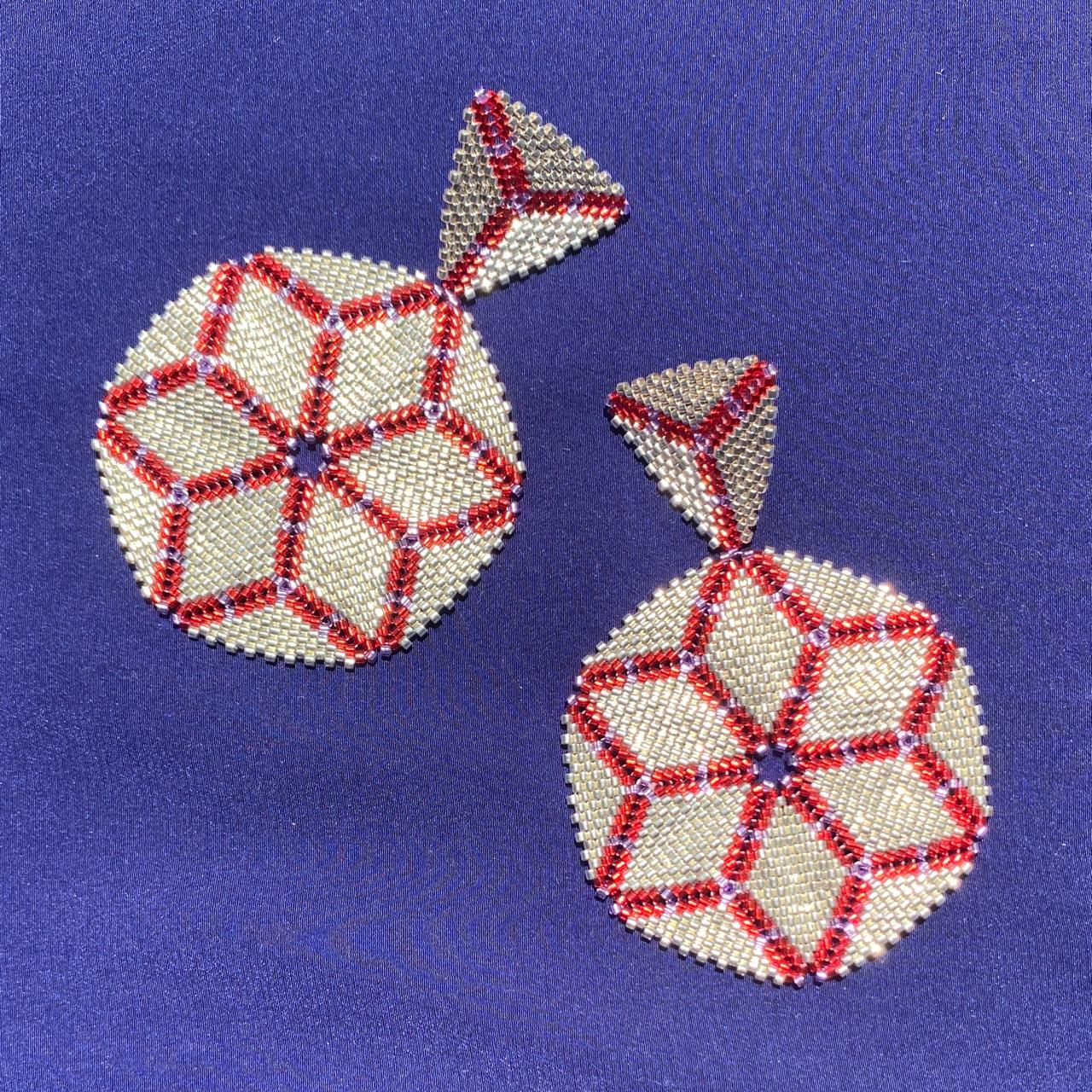 Aretes Altair III Plateado y Rojo