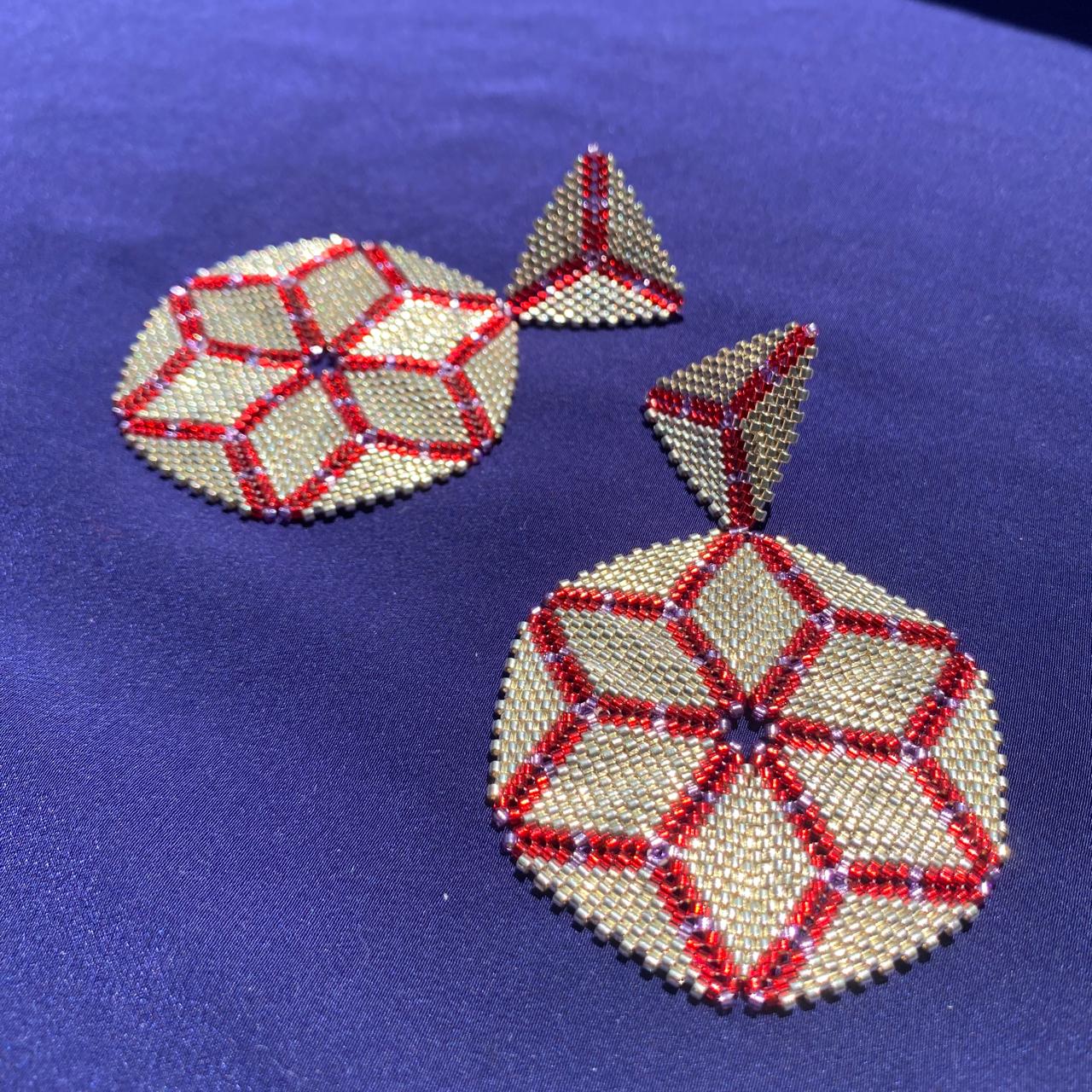 Aretes Altair III Plateado y Rojo