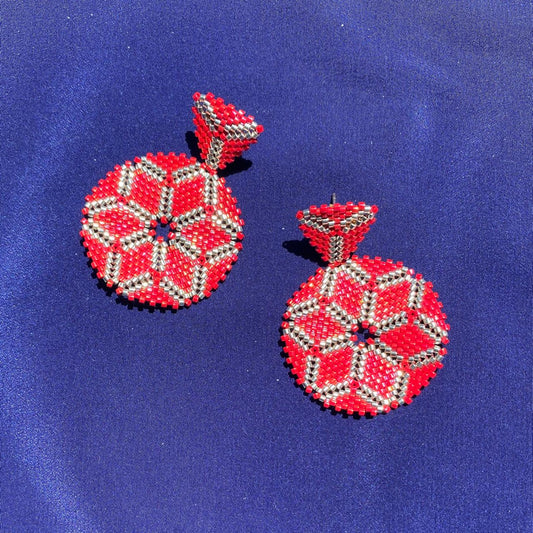 Aretes Altair I Rojo y Plateado