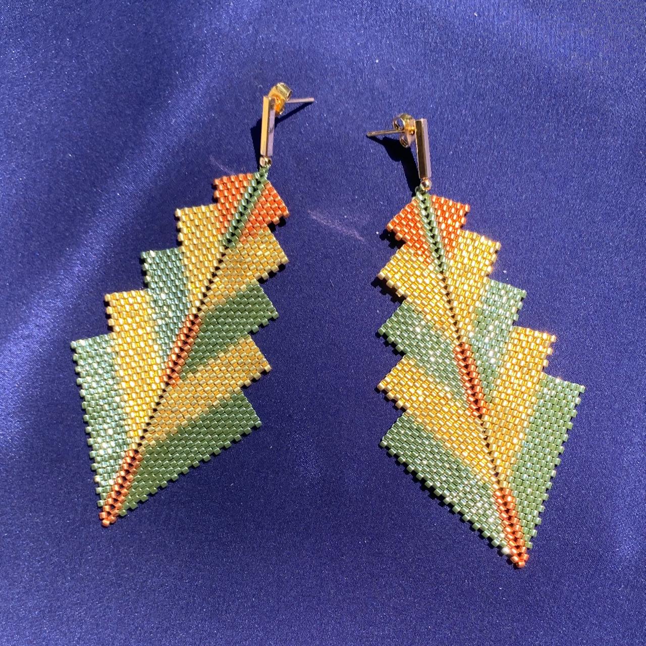Aretes Capella Verde Claro, Cobre y Dorado