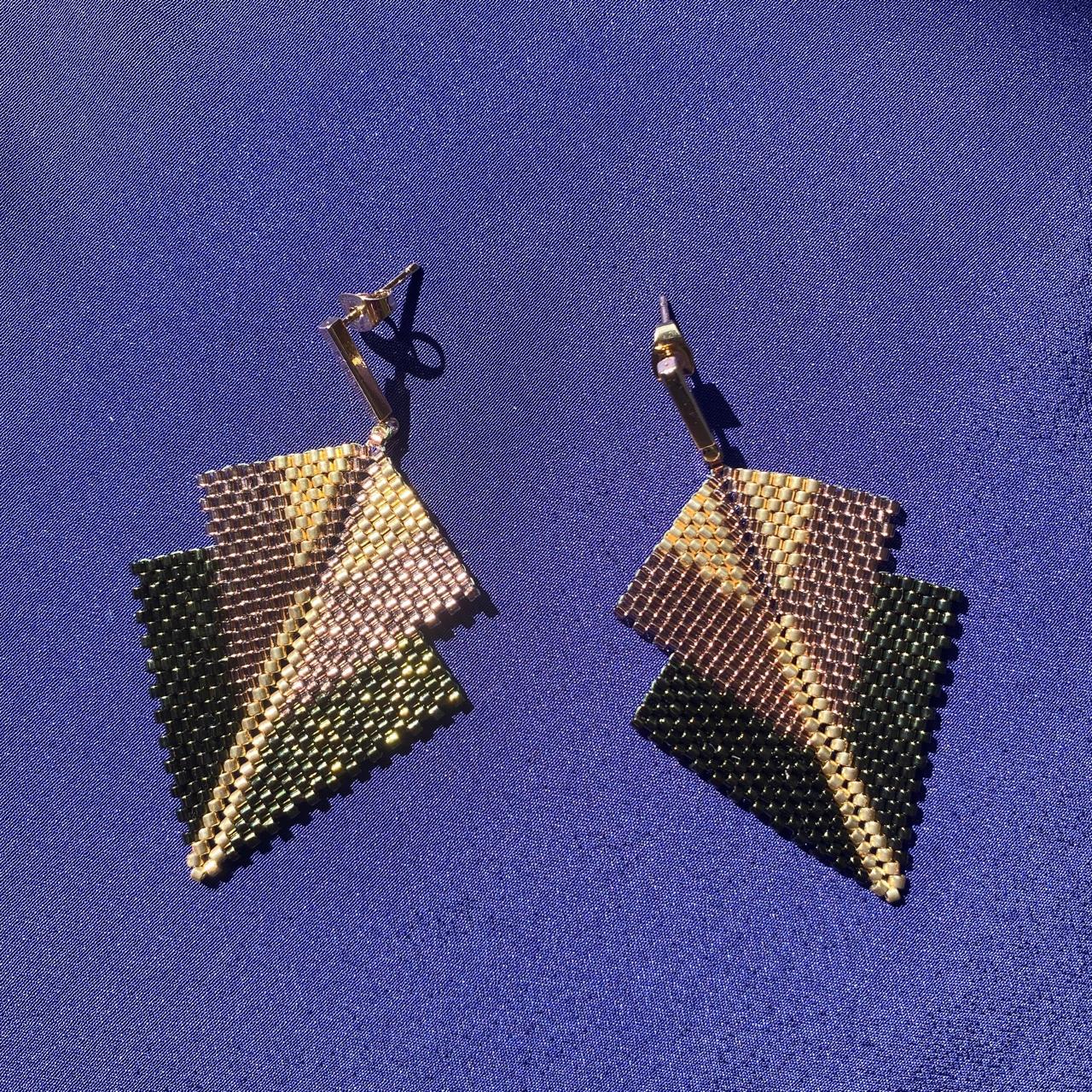 Aretes Centauri Verde, Cobre y Dorado