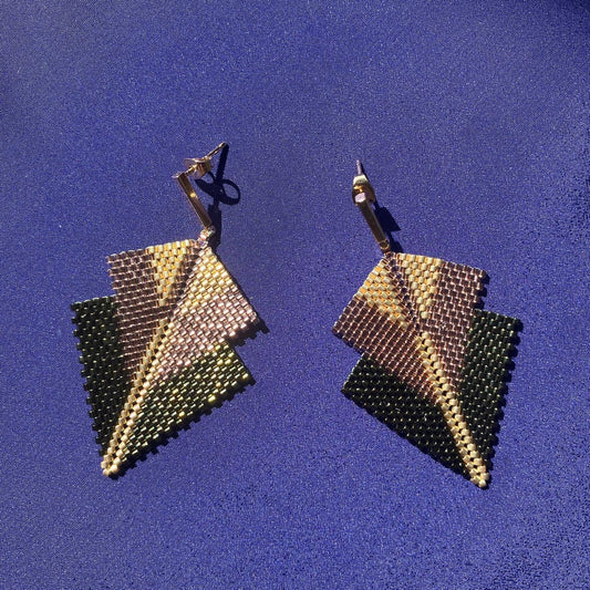 Aretes Centauri Verde, Cobre y Dorado