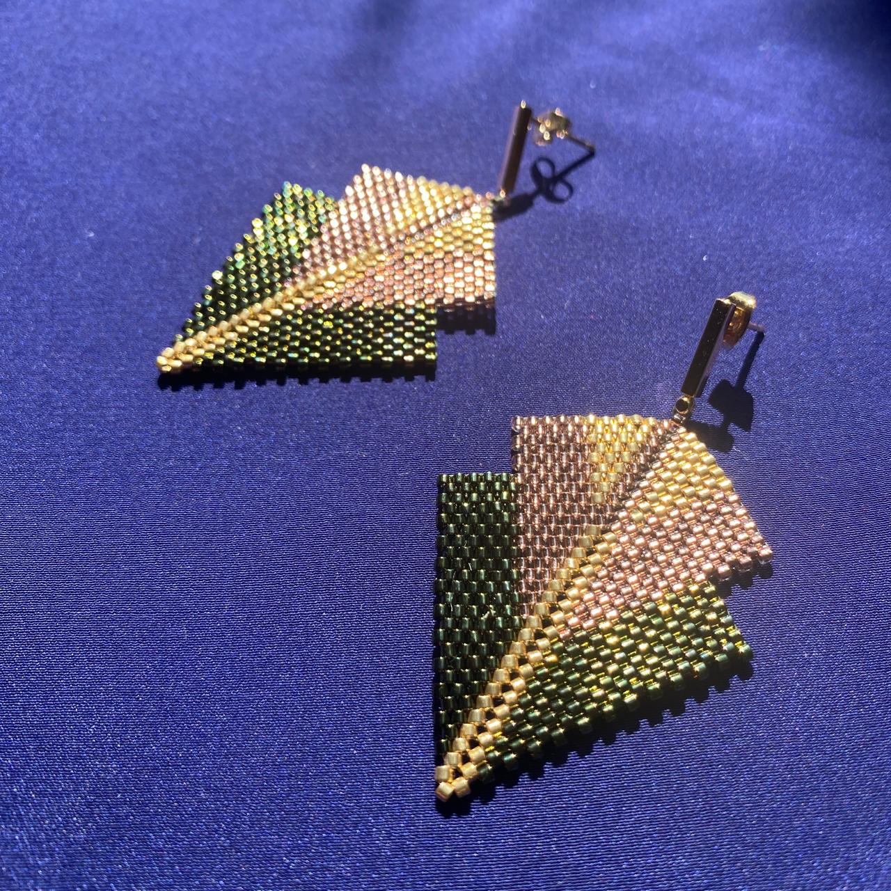 Aretes Centauri Verde, Cobre y Dorado