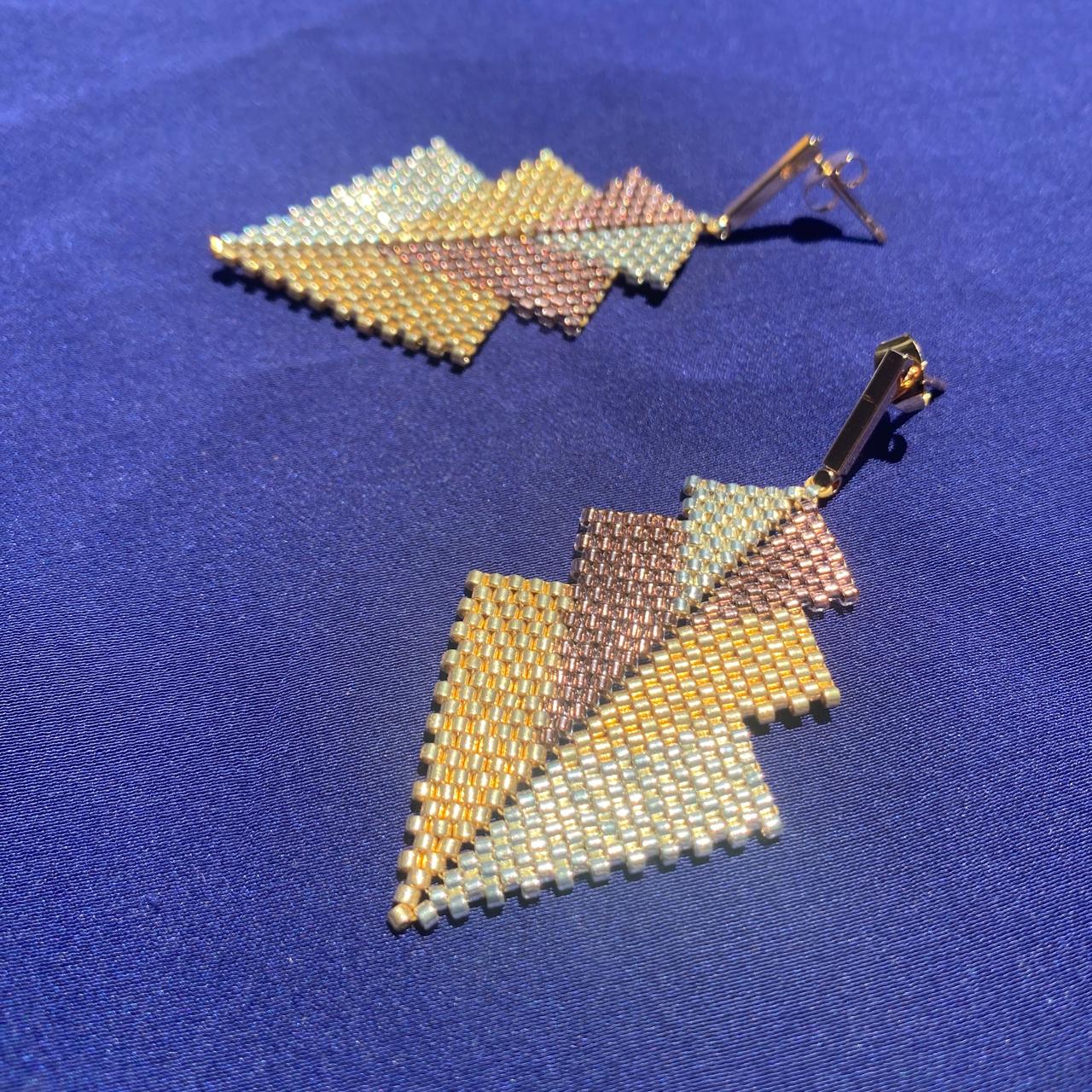 Aretes Mini Rigel Tres Oros - Asimétrico