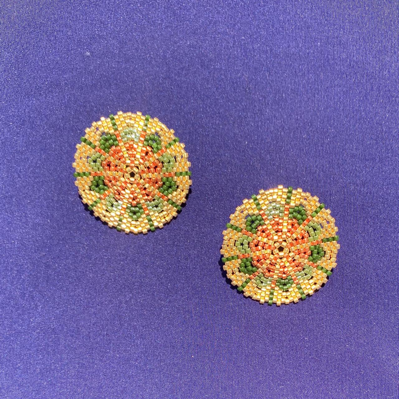 Aretes Juno Verde, Cobre y Dorado